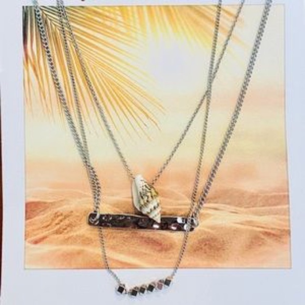 Urban Outfitters Layered Silver Beach Shell Necklace